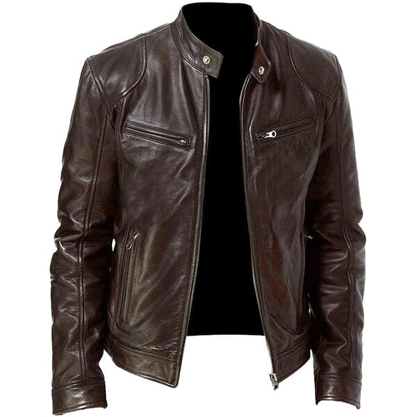(PAGUE 1 LEVE 2) Jaqueta de Couro Masculina Racer + BRINDE